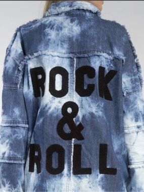 Elan Denim Frayed “Rock & Roll” Tye Die Jacket